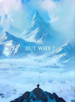 animal bird cloud cloudy_sky commentary day english_commentary english_text highres jocelin_carmes mountain no_humans original outdoors penguin sky snow