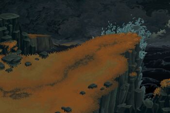 animated animated_gif cliff cloud cloudy_sky grass looping_animation night no_humans non-web_source ocean original outdoors pixel_art rock scenery scrunchybean sky star_(sky) starry_sky water waves