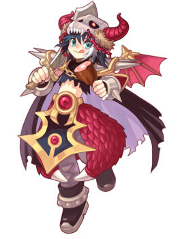 ankle_boots aqua_eyes arm_guards armor asgard bf._(sogogiching) black_hair boots brown_boots cape chain closed_mouth cropped_shirt fake_horns food full_body fur-trimmed_headwear fur_trim gem grey_pants holding holding_food holding_sword holding_weapon horned_headwear horns impasto legs_apart meat medium_hair midriff multicolored_hair nexon official_art pants pauldrons purple_cape red_armor red_gemstone red_horns red_scales red_wings scale_armor second-party_source shirt shoulder_armor silver_armor skull_on_head solo spiked_armor spiked_pauldrons spikes streaked_hair sword tongue tongue_out torn_cape torn_clothes torn_shirt two-sided_cape two-sided_fabric weapon white_background white_hair wings
