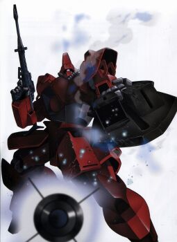 artist_request battle beam_rifle blurry blurry_foreground cable contrail debris energy_gun firing firing_at_viewer galbaldy_beta gundam gundam_perfect_file highres machinery mecha mecha_focus missile missile_pod mobile_suit motion_blur no_humans official_art one-eyed open_hatch robot scan science_fiction shield smoke titans_(gundam) traditional_media weapon white_background zeta_gundam