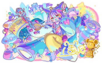 alternate_design animal_ear_fluff animal_ears animal_print anime_coloring artificial_intelligence artist_request badge blonde_hair blue_hair bob_cut bow button_badge claws colored_tongue confetti costume crash_fever egg electrical_outlet fang fluffy_(crash_fever) full_body fusion game_cg green_eyes green_tongue heart hexagon holding holding_wand hologram honeycomb_(pattern) jerry_(crash_fever) light_blush light_particles looking_at_viewer no_humans no_nose number_print numbered official_alternate_design official_art outline oversized_clothes pastel_colors pink_bow pink_hair print_bow rainbow red_outline short_hair skin_fang sleeve_zipper spade_(shape) spade_ornament square square_print third-party_source translation_request transparent_background trophy two-sided_bow wand