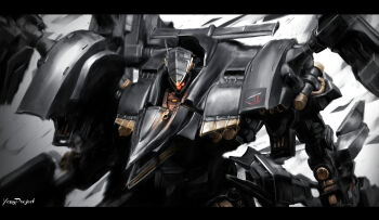 03-aaliyah armored_core armored_core_4 artist_name assault_visor commentary_request glowing highres letterboxed mecha mecha_focus no_humans red_visor robot science_fiction supplice yossy_project