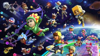 Rule 34 | 6+boys, 6+girls, ? block, biker, birdo, blooper, bob-omb, body fur, brown eyes, chain chomp, cheep cheep, cow, dolphin, dolphin (mario), gloves, goomba, grin, helmet, highres, jumping, koopa clown car, mario (series), mario kart, mario kart 8, mario kart 8 deluxe, mii (nintendo), multiple boys, multiple girls, nintendo, official art, para-biddybud, petey piranha, piranha plant, pokey (mario), princess daisy, rainbow road, riding, smile, space, toadette, wiggler