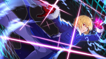 Rule 34 | 1boy, akatsuki blitzkampf, commentary request, en-eins, en-eins kanzen sekai, gloves, highres, k2 (hokke), looking at viewer, military, military uniform, soldier