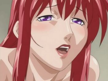 00s 1girl 2005 animated animated_gif bible_black bible_black_only blush collarbone happy happy_sex implied_sex lipstick long_hair makeup mature_female open_mouth purple_eyes red_hair solo sweat tagme takashiro_hiroko teacher