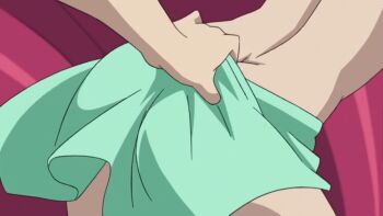 2girls animated animated_gif ass ass_shake bikini butt_crack female_focus green_bikini green_sarong gunxsword multiple_girls sarong swimsuit thong_bikini undressing unworn_sarong yukiko_steavens