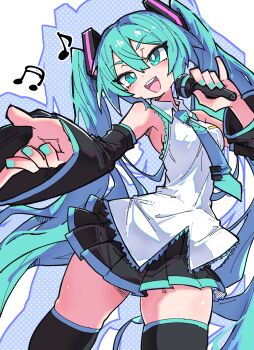 1girl absurdres elenagr hat hat_ribbon hatsune_miku highres music ribbon singing solo twintails vocaloid