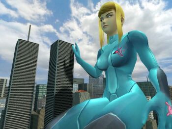 Rule 34 | 1girl, 3d, 9/11, blonde hair, blue eyes, bodysuit, building, city, cityscape, cloud, day, female focus, garry's mod, giant, giantess, metroid, new york city, nintendo, outdoors, samus aran, satire, screencap, skin tight, sky, skyscraper, solo, world trade center, zero suit