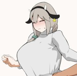 Rule 34 | 1boy, 1girl, animal ears, animal print, animated, bakkanki, breasts, closed eyes, clothes lift, cow ears, cow print, dark-skinned male, dark skin, grey hair, large breasts, shirt lift, tagme, uzaki-chan wa asobitai!, uzaki tsuki, video