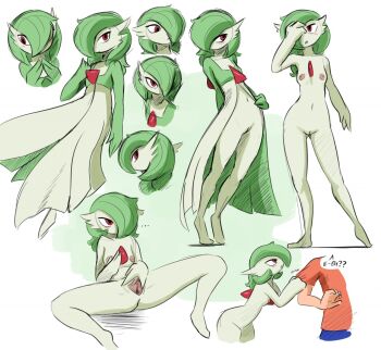 1girl 1other begging blush bob_cut bottomless breasts colored_skin completely_nude dress gardevoir gen_3_pokemon green_dress green_hair minuscule_task multiple_pov navel nintendo nipples nude pokemon pov presenting_pussy pussy red_eyes simple_background small_breasts spread_legs spread_pussy spreading_own_pussy standing tagme white_background white_skin