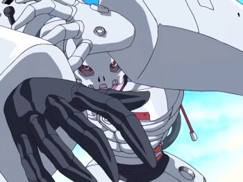 Rule 34 | 1boy, andromon, digimon, digimon (creature), male focus, muscular, muscular male, red eyes, skull, solo