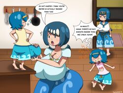 2futa 2girls :o age_difference alternate_breast_size_(larger) angry ass blue_eyes blue_hair breasts bulge english_text futa_with_female futanari gen_1_pokemon harper_(pokemon) huge_ass huge_breasts huge_penis huge_testicles incest lana&#039;s_mother_(pokemon) lana_(pokemon) large_breasts loli long_hair looking_at_penis mother_and_daughter multiple_futa multiple_girls nintendo open_mouth penis penis_grab pokemon pokemon_(anime) pokemon_sm_(anime) print_shirt sarah_(pokemon) shirt siblings sisters size_difference slowpoke speech_bubble testicles touhoufan