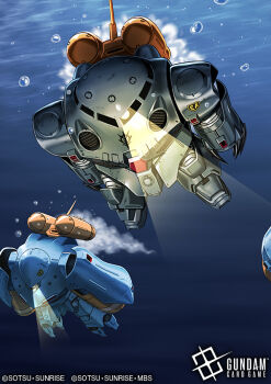 Rule 34 | air bubble, amasaki yusuke, army, bubble, commentary request, copyright notice, english text, gundam, gundam 0080, gundam card game, hygogg, mecha, mecha focus, military rank insignia, mobile suit, no humans, official art, realistic, robot, roundel, scene reference, science fiction, searchlight, sunrise (company), thrusters, underwater, water, z'gok, z'gok-e, zeon