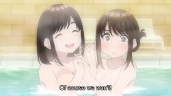 &gt;_&lt; 4girls animated anime_screenshot asymmetrical_docking back backboob blurry blurry_foreground blush breast_envy breast_press breasts brown_eyes brown_hair convenient_arm convenient_censoring covering_breasts covering_privates dark-skinned_female dark_skin douki-chan_(douki-chan) female_pervert floating_breasts ganbare_douki-chan grabbing_another&#039;s_breast groping hair_up indoors kouhai-chan_(douki-chan) large_breasts long_hair looking_at_breasts matching_hair/eyes medium_breasts mole mole_on_breast mole_on_cheek multiple_girls navel nude out-of-frame_censoring partially_submerged pervert plant purple_nails senpai-san_(douki-chan) shinjin-chan_(douki-chan) short_hair sitting sound standing steam subtitled talking tan tanline video water wet