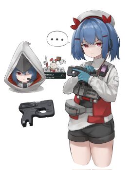 ... 2girls animal_ears beret black_shorts blue_gloves blue_hair cocking_gun colphne_(girls'_frontline_2) commentary_request corrupted_twitter_file cropped_legs girls'_frontline girls'_frontline_2:_exilium gloves gun hair_ribbon handgun hat highres holding holding_gun holding_sword holding_weapon hood hood_up krolik_(girls'_frontline_2) long_sleeves looking_at_viewer mechanical_ears medium_hair microphone multiple_girls multiple_views neibaru official_alternate_costume pistol pocket_pistol rabbit_ears red_eyes red_ribbon ribbon serious shorts simple_background spoken_ellipsis sweatdrop sword taurus_curve twintails weapon white_background white_hat x_mouth