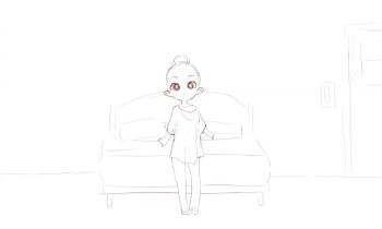 1boy 1girl animated bed completely_nude feet flat_chest full_body greyscale loli looking_at_viewer monochrome navel nipples nude on_bed original pillow pointy_ears pussy rodecchi shirt sketch standing stomach tagme thighs undressing unfinished unworn_shirt video