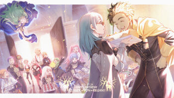 6+boys 6+girls brown_hair cat claude_von_riegan dark-skinned_male dark_skin dimitri_alexandre_blaiddyd dog edelgard_von_hresvelg female_byleth_(fire_emblem) fire_emblem fire_emblem:_three_houses gakko_(gacco38) garreg_mach_monastery_uniform green_hair highres hilda_valentine_goneril ignatz_victor leonie_pinelli lorenz_hellman_gloucester lysithea_von_ordelia marianne_von_edmund multiple_boys multiple_girls nintendo orange_hair raphael_kirsten sothis_(fire_emblem) white_hair