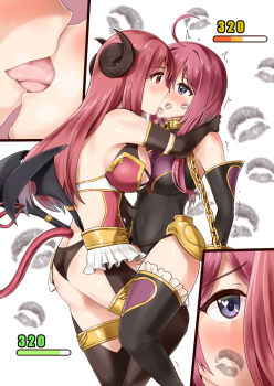 Rule 34 | 2girls, ass, asymmetrical docking, blush, breast press, breasts, butt crack, commission, energy drain, frills, heart, hickey, highres, io (princess connect!), kiss, kuka (princess connect!), kuka (real) (princess connect!), large breasts, lipstick mark, minase (takaoka nanase), multiple girls, pixiv commission, princess connect!, smile, sweat, symmetrical docking, thighhighs, yuri