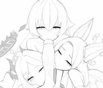 1boy 3girls animal_ears animated blue_archive cheek_press cooperative_fellatio fellatio fox_ears greyscale hetero hina_(blue_archive) hoshino_(blue_archive) large_penis licking licking_penis lineart loli looking_at_viewer monochrome multiple_girls one_eye_closed oral paid_reward_available penis petite pov pov_crotch seia_(blue_archive) tagme teamwork_(sexual) unfinished veins veiny_penis video yulnuxx