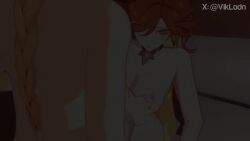 1boy 1girl 3d aether_(genshin_impact) anal animated anus ass blender_(medium) blonde_hair bouncing_ass bouncing_breasts braid braided_ponytail breasts choker completely_nude cum cum_in_ass cumdrip ejaculation genshin_impact gloves hetero holding_hands interlocked_fingers jellyfishjubilee kitsunevixen large_breasts legs_up long_hair lying mavuika_(genshin_impact) missionary moaning multiple_views nipples nude on_back on_bed orange_eyes orange_hair penis pillow pussy sex sound tagme testicles twitter_username uncensored video viklodn