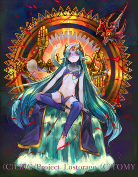 1girl barefoot bikini blue_bikini blue_hair blue_nails breasts closed_mouth copyright_notice crescent crescent_hair_ornament dqn_(dqnww) hair_ornament long_hair looking_at_viewer nail_polish navel official_art pointy_ears red_eyes small_breasts snake solo swimsuit toenail_polish toenails very_long_hair wixoss