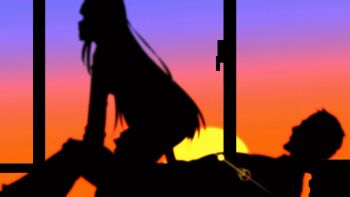 1boy 1girl animated animated_gif clothed_sex convenient_censoring girl_on_top hetero loli long_hair original penis profile rascou riding sex shadow sun tagme window