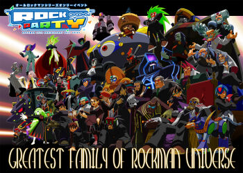 6+boys 6+girls alcohol alien alternate_costume android anniversary bald bat_wings beard black_border black_coat black_gloves black_hair black_suit blue_eyes border brown_hair cane capcom cape cepheus_(mega_man) character_request cigar coat copy_x_(mega_man) craft_(mega_man) crossed_arms crossed_legs crossover cup dark_moon_(mega_man) dark_skin dog dr._regal_(mega_man) dr._vega_(mega_man) dr._weil_(mega_man) dr._wily_(mega_man) drinking_glass english_text facial_hair flying forehead_jewel formal_clothes full_body gate_(mega_man) general_(kaiser_knuckle) general_(mega_man) gloves glowing glowing_eyes glyde_(mega_man) gospel_(mega_man) green_hair grey_hair grin hand_on_own_hip hat headgear heartless_(mega_man) helmet high_max_(mega_man) highres holding holding_cup holding_drinking_glass holding_unworn_clothes holding_unworn_hat hollow_(mega_man) isoc_(mega_man) jewelry joker_(mega_man) king_(mega_man) kneeling laserman.exe letterboxed lex_loath_(mega_man) logo long_coat long_hair lord_wily_(mega_man) lumine_(mega_man) master_albert_(mega_man) mega_man_&amp;_bass mega_man_(classic) mega_man_(series) mega_man_battle_network mega_man_battle_network_(series) mega_man_battle_network_2 mega_man_legends mega_man_legends_(series) mega_man_network_transmission mega_man_star_force_(series) mega_man_star_force_2 mega_man_star_force_3 mega_man_v mega_man_x1 mega_man_x3 mega_man_x4 mega_man_x6 mega_man_x7 mega_man_x8 mega_man_x:_command_mission mega_man_x_(series) mega_man_zero_(series) mega_man_zero_3 mega_man_zero_4 mega_man_zx megaman_juno_(mega_man) momanchiman monocle multiple_boys multiple_girls mustache necklace non-humanoid_robot orange_hair outside_border outstretched_arm pale_skin pearl_necklace ponytail purple_hair red_(mega_man_x) red_cape red_eyes robot robot_animal serpent_(mega_man) shademan.exe short_hair sigma_(mega_man) sirius_(mega_man) sitting smile spiked_hair standing suit teeth teisel_bonne_(mega_man) terra_(mega_man) tesla_magnets_(mega_man) text_focus the_misadventures_of_tron_bonne tom_dubius_(mega_man) tron_bonne_(mega_man) unworn_hat unworn_headwear velguarder_(mega_man) white_coat white_gloves white_suit wine wine_glass wings wolff_(mega_man)