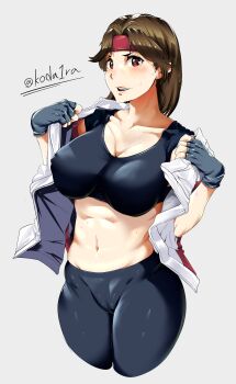 braid braided_ponytail breast_press brown_hair cameltoe ryuuko_no_ken snk the_king_of_fighters yuri_sakazaki