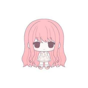 1girl absurdly_long_hair ankle_socks bare_arms bare_shoulders bead_necklace beads blush_stickers brown_eyes chibi closed_mouth commentary english_commentary flat_color floral_print flower flower_necklace frilled_shirt frilled_skirt frills happy heart jewelry long_hair long_sidelocks looking_at_viewer mary_janes miniskirt miracle_nikki necklace nikki_(nikki) nikki_(series) pink_hair pink_shoes pleated_skirt print_shirt print_skirt rose rose_print shirt shoes sidelocks simple_background skirt skirt_set sleeveless sleeveless_shirt smile socks solo standing straight-on tareme very_long_hair wavy_hair white_background white_shirt white_skirt white_socks yebmel