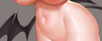 Rule 34 | 1girl, black tail, black wings, breasts, cipher4109, commentary, demon tail, demon wings, english commentary, grey background, highres, hololive, hololive english, large breasts, nerissa ravencroft, nude, simple background, solo, stomach focus, tail, thumbnail collage, virtual youtuber, wings