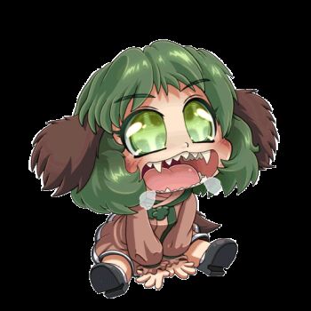 +_+ 1girl animal_ears animated animated_gif breath chibi daniel_renard dog_ears dog_tail dress female_focus green_eyes green_hair kasodani_kyouko leaning_forward long_sleeves looking_up looping_animation lowres medium_hair open_mouth outstretched_legs sharp_teeth sitting smile solo tail tail_wagging teeth touhou transparent_background v_arms