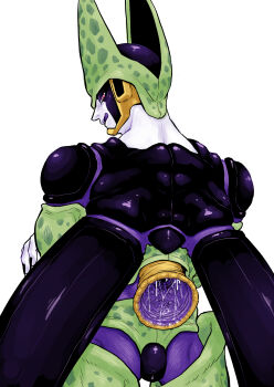 1boy back black_nails black_skin black_wings cell_(dragon_ball) colored_skin colored_tongue cowboy_shot crossed_arms dragon_ball dragonball_z fingernails from_behind green_skin highres looking_at_viewer looking_back male_focus multicolored_skin obata2nd open_mouth perfect_cell pink_eyes purple_skin purple_tongue sharp_fingernails simple_background slimy smile smug solo spots tail teeth tongue tongue_out upper_teeth_only white_background white_skin wings yellow_skin