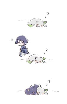 1boy animalization arm_at_side ashr_m03 black_bridal_gauntlets blue_cape blunt_ends bridal_gauntlets cape cat closed_eyes closed_mouth genshin_impact hair_ornament japanese_clothes jitome kimono leaf_hair_ornament looking_at_animal lying nahida_(genshin_impact) notice_lines on_stomach purple_eyes purple_hair scaramouche_(genshin_impact) sequential sleeping under_covers wanderer_(genshin_impact) white_background white_cat white_kimono zzz