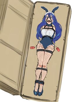 1girl arms_behind_back bdsm bondage bound bound_ankles bound_arms bound_legs bound_torso controller drooling egg_vibrator eudetenis female_focus fire_emblem fire_emblem_awakening fishnet_pantyhose fishnets forced_orgasm gag gag_harness gagged lucina_(fire_emblem) lying nintendo on_back open_mouth pantyhose playboy_bunny remote_control ring_gag saliva saliva_trail sex_toy solo tagme vibrator vibrator_under_clothes