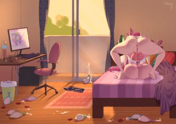 1futa all_fours allurmilk anus artificial_vagina artist_name bed bottomless cactus chair computer computer_keyboard computer_mouse condom condom_on_penis condom_wrapper cum curtains from_behind full-package_futanari futanari futanari_masturbation glass_door huge_testicles large_penis long_hair masturbation monitor motion_lines multiple_condoms new_(lk) nude office_chair on_bed original penis pillow pink_hair plant potted_plant pussy sex_toy shorts sliding_doors solo sunlight swivel_chair tank_top testicles tiptoes trash_can uncensored unworn_shorts used_condom