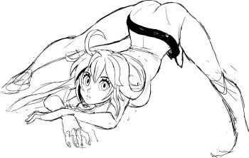 1girl all_fours ass belt breasts guilty_gear guilty_gear_xrd jack-o&#039;_challenge jack-o&#039;_valentine leaning_forward long_hair looking_at_viewer sketch solo teevo