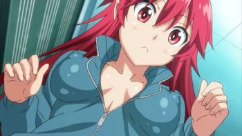 1girl animated animated_gif breast_expansion breasts covered_erect_nipples growth highres itadaki!_seieki red_hair setogaya_mari