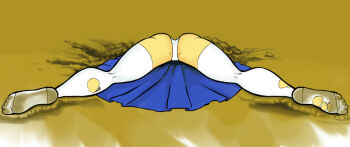 1girl ass head_out_of_frame inugami-ke_no_ichizoku_pose legs legs_apart lower_body mud original panties pantyhose ryona skirt spread_legs stuck torn_clothes torn_pantyhose unconscious underwear upside-down upskirt white_panties