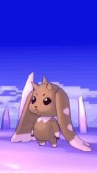 3d animated black_eyes digimon digimon_(creature) horns long_ears long_hair lopmon solo video
