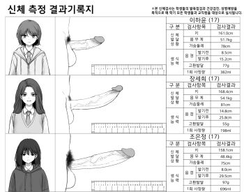 3futa chart closed_mouth collared_shirt drawstring erection female_pubic_hair futanari greyscale grin hood hood_down hoodie korean_text large_penis long_hair looking_at_viewer measurements minishell monochrome multiple_futa necktie original penis penis_chart penis_comparison penis_size_comparison penis_size_difference pubic_hair ruler school shirt short_hair smile testicles translated uncensored veins veiny_penis vest
