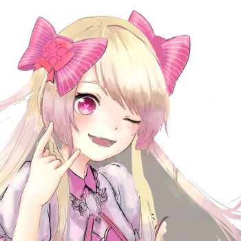 1girl artistic_error bad_id bad_twitter_id blonde_hair chaos_marie_(grimms_notes) grimms_notes highres kinokooishiiine long_hair pink_eyes solo unfinished