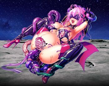 1girl ahegao aisei_tenshi_love_mary_akusei_jutai breasts dark_persona eden's_ritter_grenze giving_birth lactation large_breasts leotard pregnant pubic_tattoo solo_focus tattoo tentacle_sex tentacles thighhighs thong_leotard
