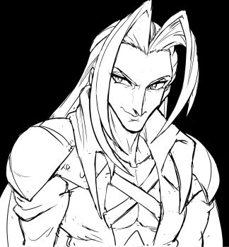 final_fantasy final_fantasy_vii highres long_hair sephiroth sketch slit_pupils teevo