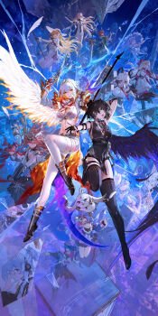 3boys 6+girls aalto_(wuthering_waves) abby_(wuthering_waves) absurdres alternate_color augusta_(wuthering_waves) bare_shoulders black_dress black_hair black_thighhighs brant_(wuthering_waves) breasts buling_(wuthering_waves) camellya_(wuthering_waves) cantarella_(wuthering_waves) carlotta_(wuthering_waves) cartethyia_(wuthering_waves) ciaccona_(wuthering_waves) closed_mouth dress dual_wielding encore_(wuthering_waves) everyone female_rover_(wuthering_waves) galbrena_(wuthering_waves) glass_shards grey_hair gun hair_between_eyes highres holding holding_gun holding_weapon iuno_(wuthering_waves) looking_at_viewer lupa_(wuthering_waves) medium_breasts medium_hair missing_commentary multiple_boys multiple_girls navel pantyhose pero_(wuthering_waves) phoebe_(wuthering_waves) qiuyuan_(wuthering_waves) roccia_(wuthering_waves) rover_(wuthering_waves) shorekeeper_(wuthering_waves) single_leg_pantyhose single_thighhigh single_wing stomach swd3e2 tacet_mark_(wuthering_waves) thighhighs thighs weapon white_pantyhose white_thighhighs wings wuthering_waves yellow_eyes zani_(wuthering_waves)