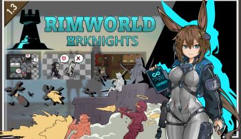 >:) 6+girls ? alternate_costume amiya_(arknights) animal_ears arknights bed belt between_breasts black_jacket blue_eyes bodysuit breasts brown_hair chainsaw charm_(object) chibi circular_saw closed_mouth coat copyright_name covered_navel cow_horns cowboy_shot croissant_(arknights) detached_wings doctor_(arknights) drone energy_wings english_text explosion exusiai_(arknights) firing game_screenshot_background goggles grey_bodysuit gun halo headgear heart highres holding holding_gun holding_sword holding_weapon horns irene_(arknights) jacket jewelry lappland_(arknights) long_hair long_sleeves looking_at_viewer multiple_girls multiple_rings navel nun open_clothes open_coat open_jacket photoshop_(medium) pouch rabbit_ears rimworld ring saw screenshot_background shield sitting smile smug specter_(arknights) spoken_heart spoken_question_mark spoken_x stmast sword texas_(arknights) thigh_gap thigh_pouch torpedo v-shaped_eyebrows very_long_hair visor_cap weapon wings wolf_ears