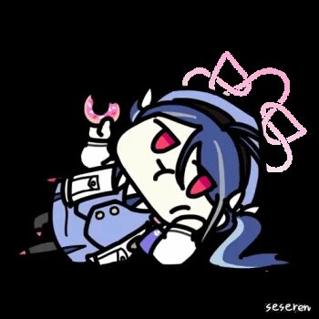 1girl animated animated_gif blue_archive chewing donut eating food fubuki_(blue_archive) halo long_hair lowres lying seseren twintails