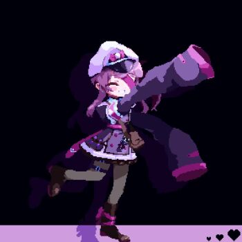 1girl animated birdman46049238 looping_animation original pixel_art purple_eyes purple_hair sleeves_past_fingers sleeves_past_wrists solo tagme thigh_strap video