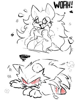 +_+ 1boy 1girl 2024 absurdres angry crying crying_with_eyes_open curvy excited fingernails fleetway_super_sonic greyscale highres monochrome red_shoes sharp_fingernails shoes sonic.exe sonic_(series) sonic_the_hedgehog star_(symbol) super_sonic tears vitrioo watermark