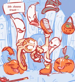 1girl animated animated_gif bestiality cream_the_rabbit cunnilingus english_text furry ghost graveyard halloween halloween_bucket jack-o&#039;-lantern loli nude oral pussy restrained sonic_(series) split standing standing_on_one_leg standing_split tongue tongue_out