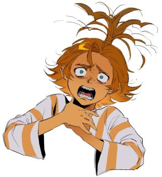 1girl anxiety_(inside_out_2) aqua_eyes braces colored_skin disney fingernails freckles hands_on_own_neck high_ponytail inside_out inside_out_2 kugai697139 long_hair long_sleeves looking_at_viewer messy_hair open_mouth orange_hair orange_skin pixar ponytail solo striped_clothes striped_sweater sweater teeth tongue turtleneck turtleneck_sweater upper_body white_sweater wide_sleeves